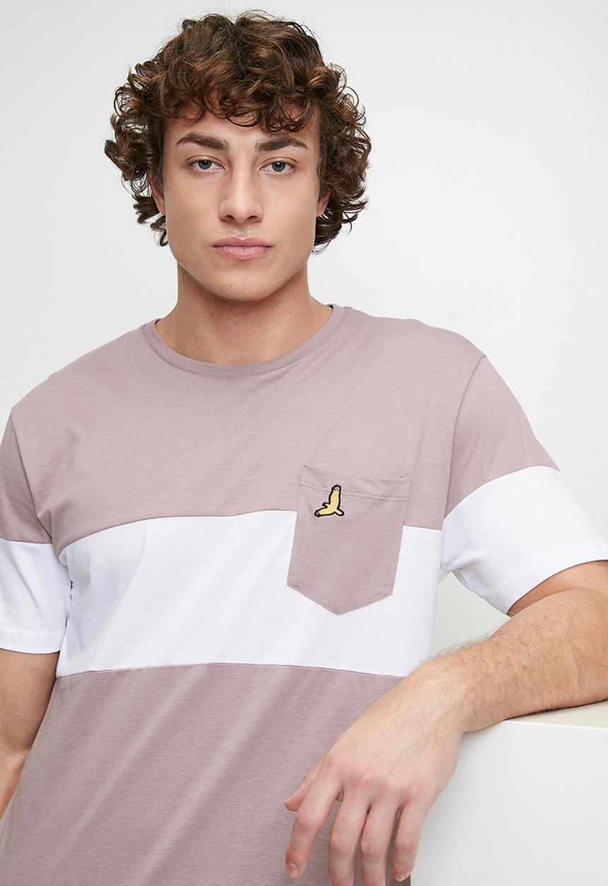 Brave Soul - Crew Neck T-Shirt  - Lavender / Optic White