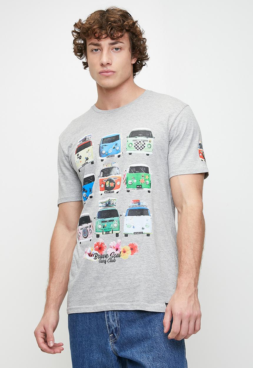 Brave Soul - Crew Neck T-shirt - Lt Grey Marl