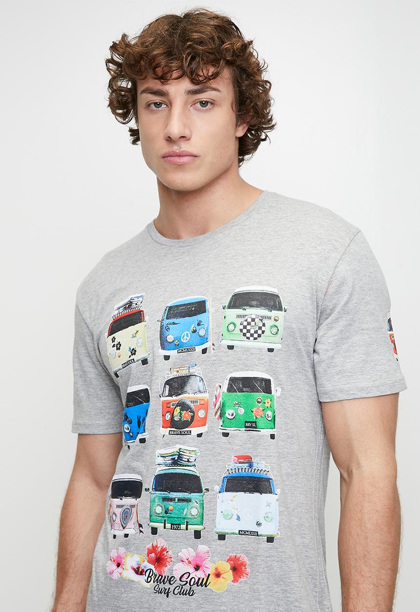Brave Soul - Crew Neck T-shirt - Lt Grey Marl