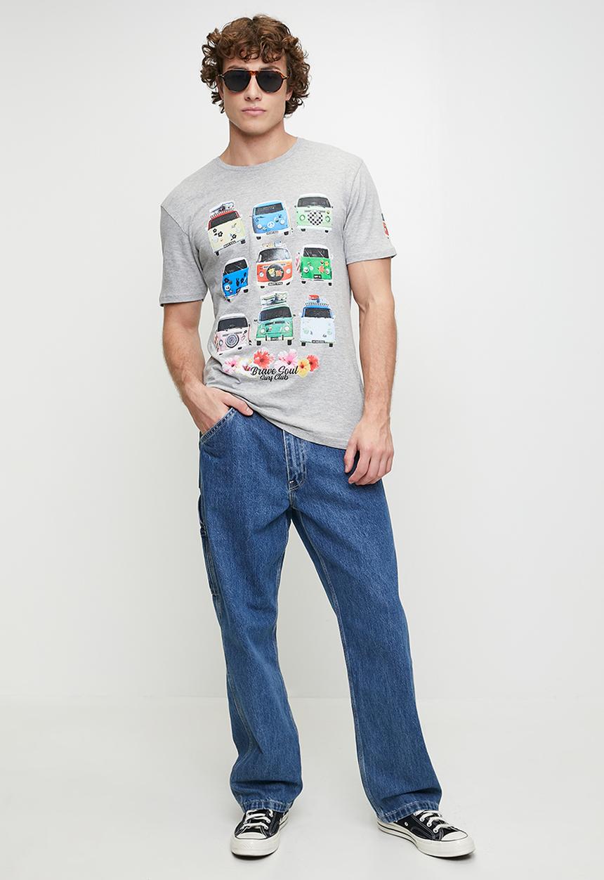Brave Soul - Crew Neck T-shirt - Lt Grey Marl