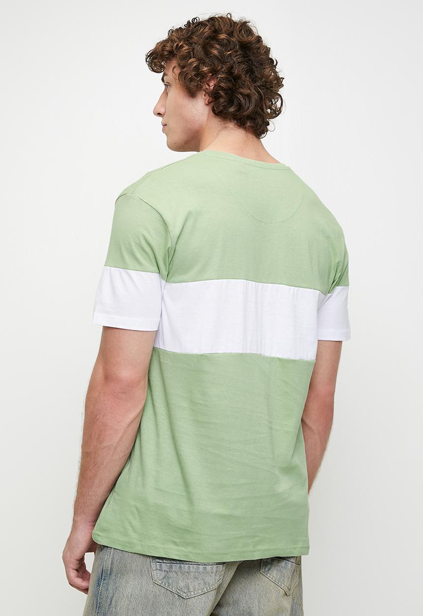 Brave Soul - Crew Neck T-Shirt- Mint / Optic White