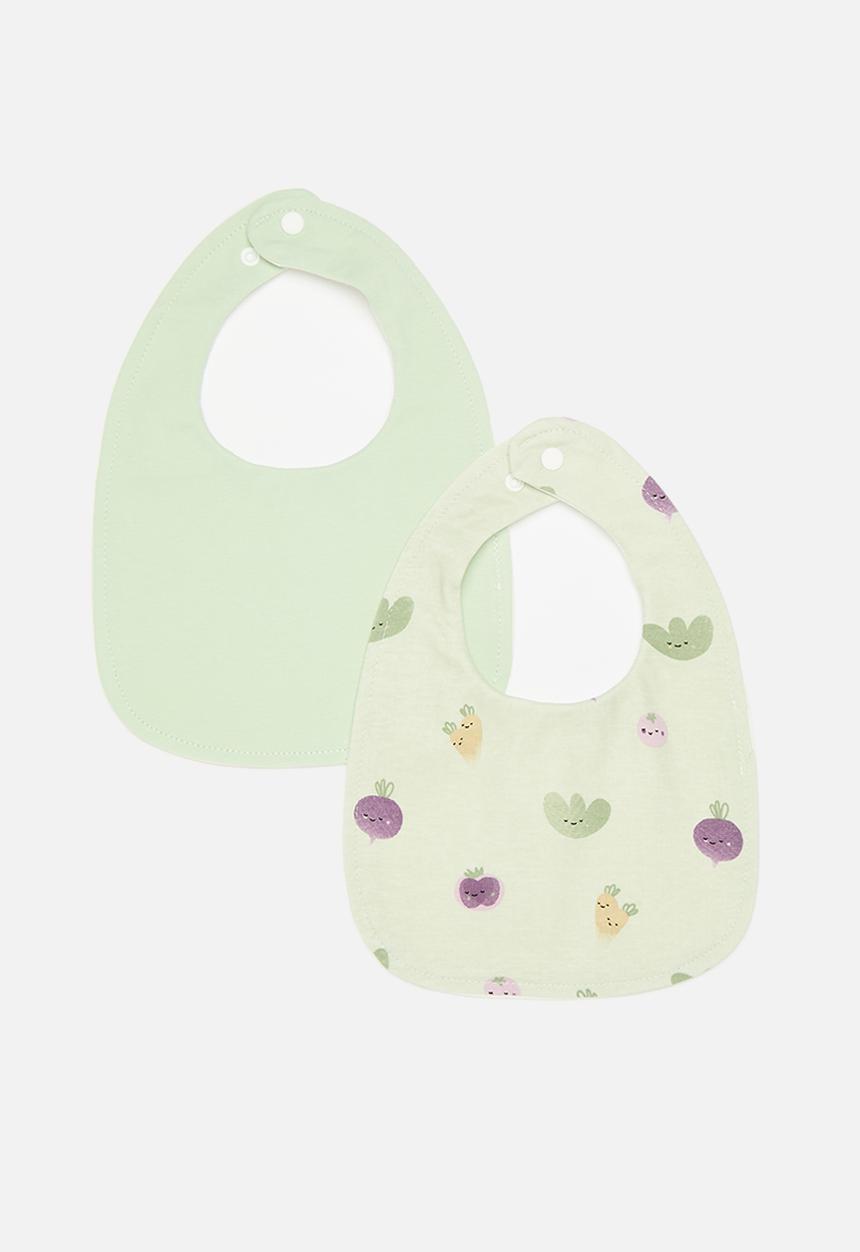 Pop Candy - 2 Pack bib set - sage green & aop
