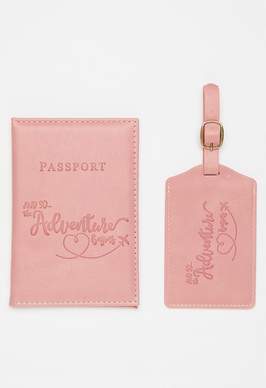 Pop Candy - Passport holder and luggage tag set - pink