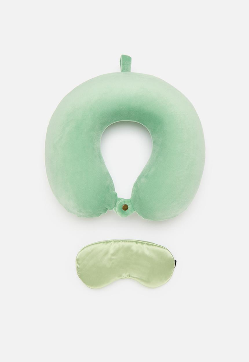 Pop Candy - Travel pillow and eye mask set- green