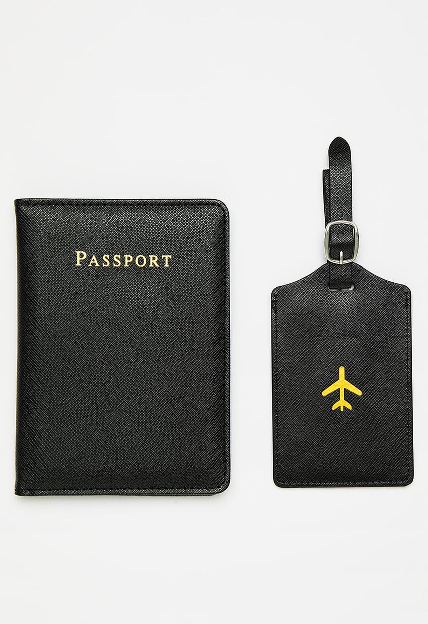 Pop Candy - Passport holder and luggage tag set - black