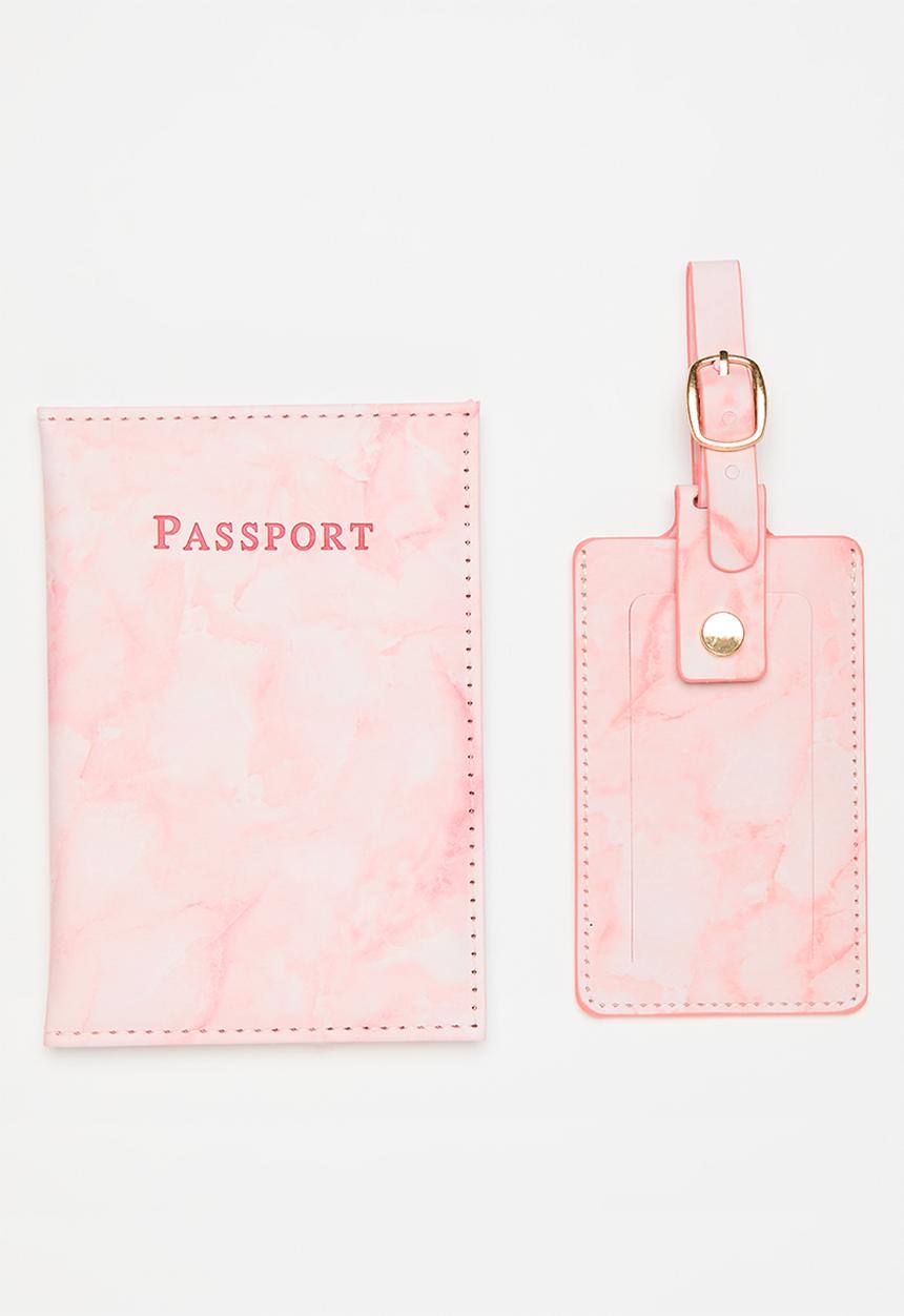 Pop Candy - Passport holder and luggage tag set - pink