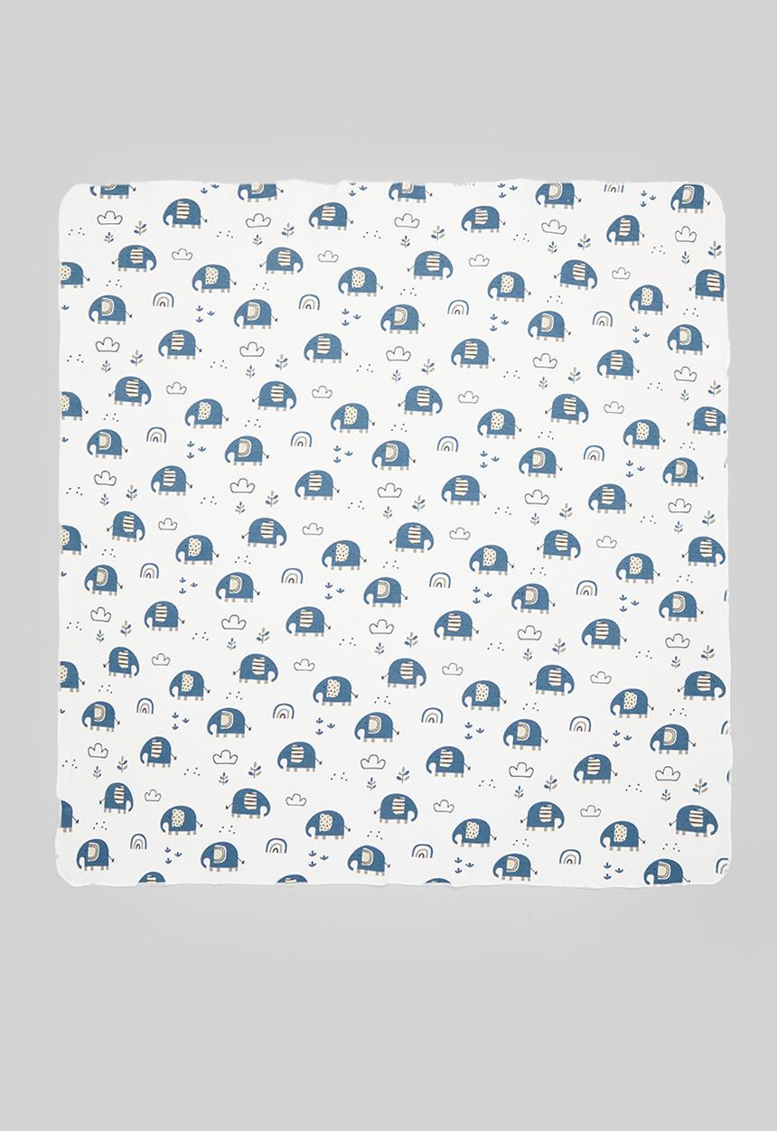 Pop Candy - Printed swaddle blanket- blue & white