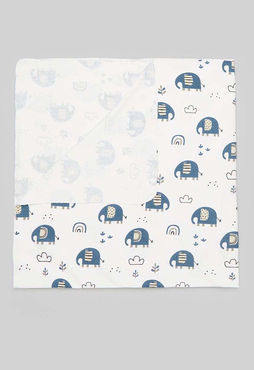 Pop Candy - Printed swaddle blanket- blue & white
