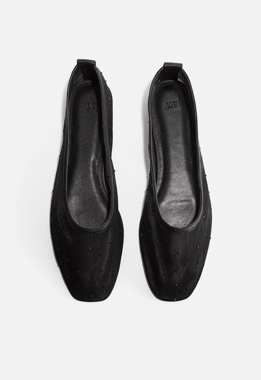 H&M - Rhinestone-embellished ballet flats - black