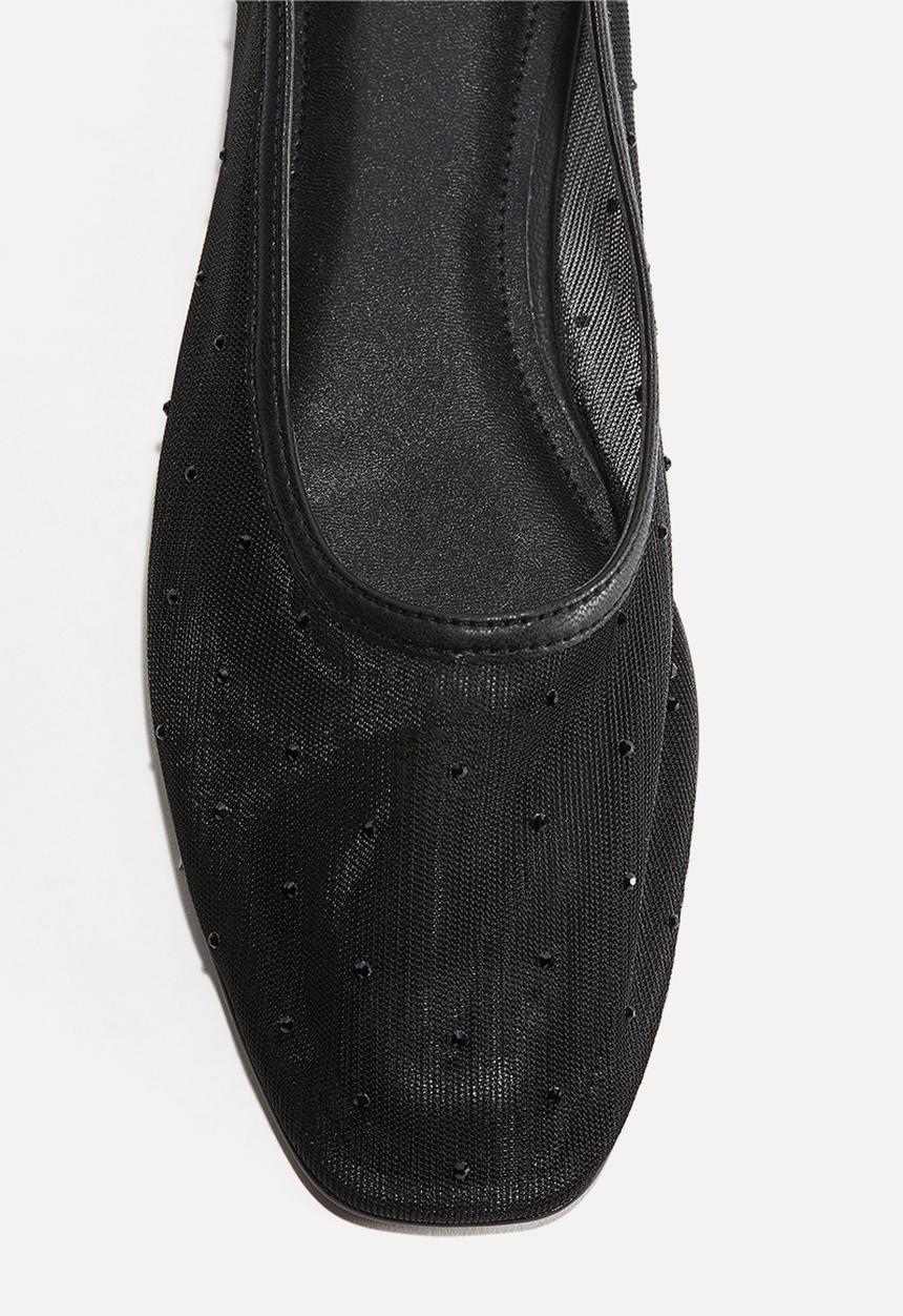 H&M - Rhinestone-embellished ballet flats - black