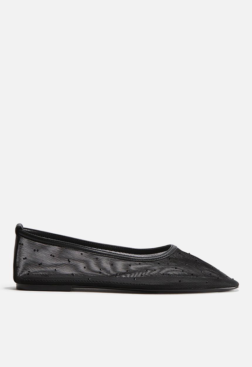 H&M - Rhinestone-embellished ballet flats - black