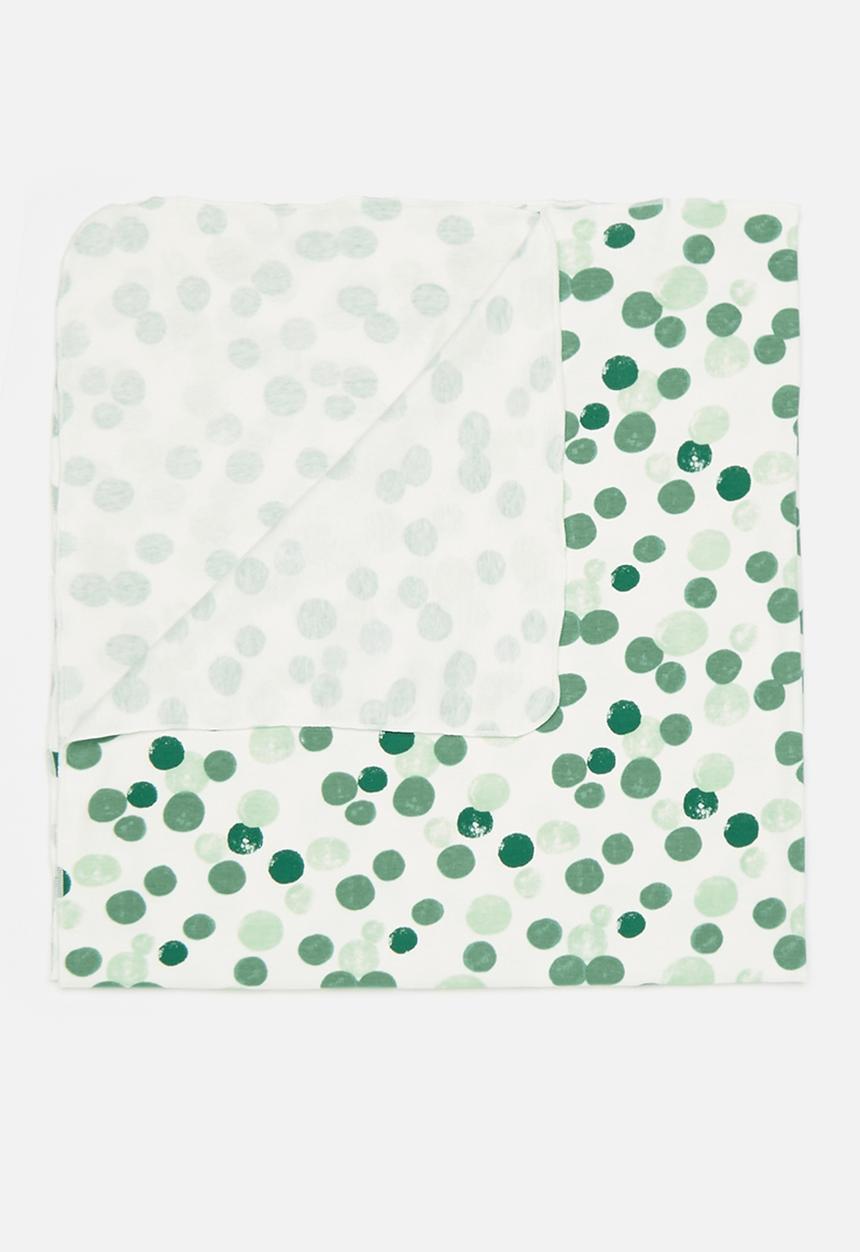 Pop Candy - Printed swaddle blanket - green & white