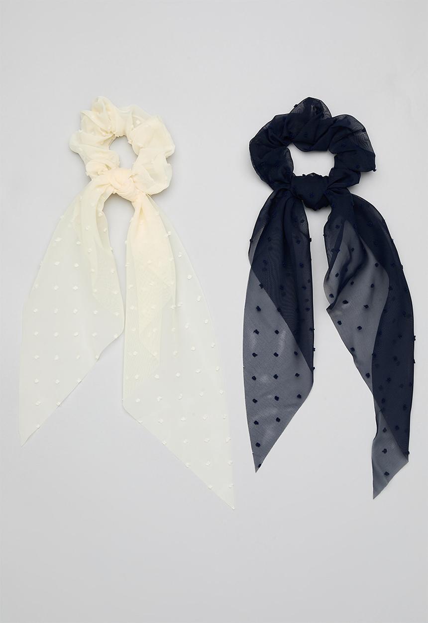 Pop Candy - Bow scrunchie - cream & black