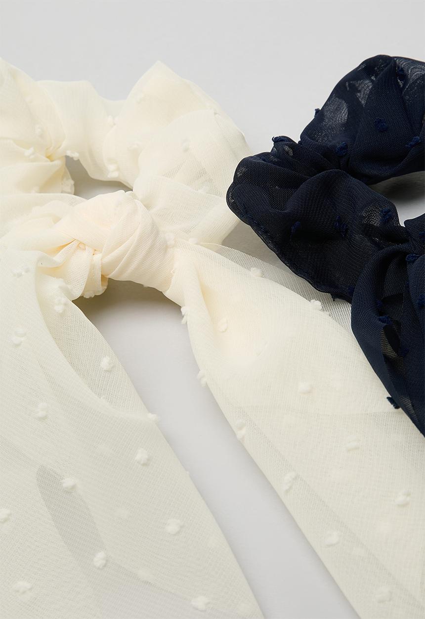 Pop Candy - Bow scrunchie - cream & black