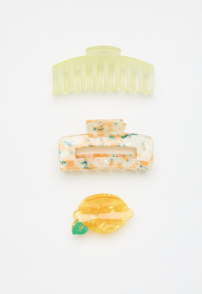 Pop Candy - Three piece hair clip set - lemon