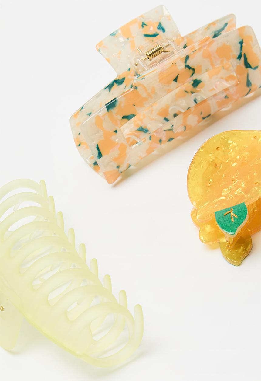 Pop Candy - Three piece hair clip set - lemon