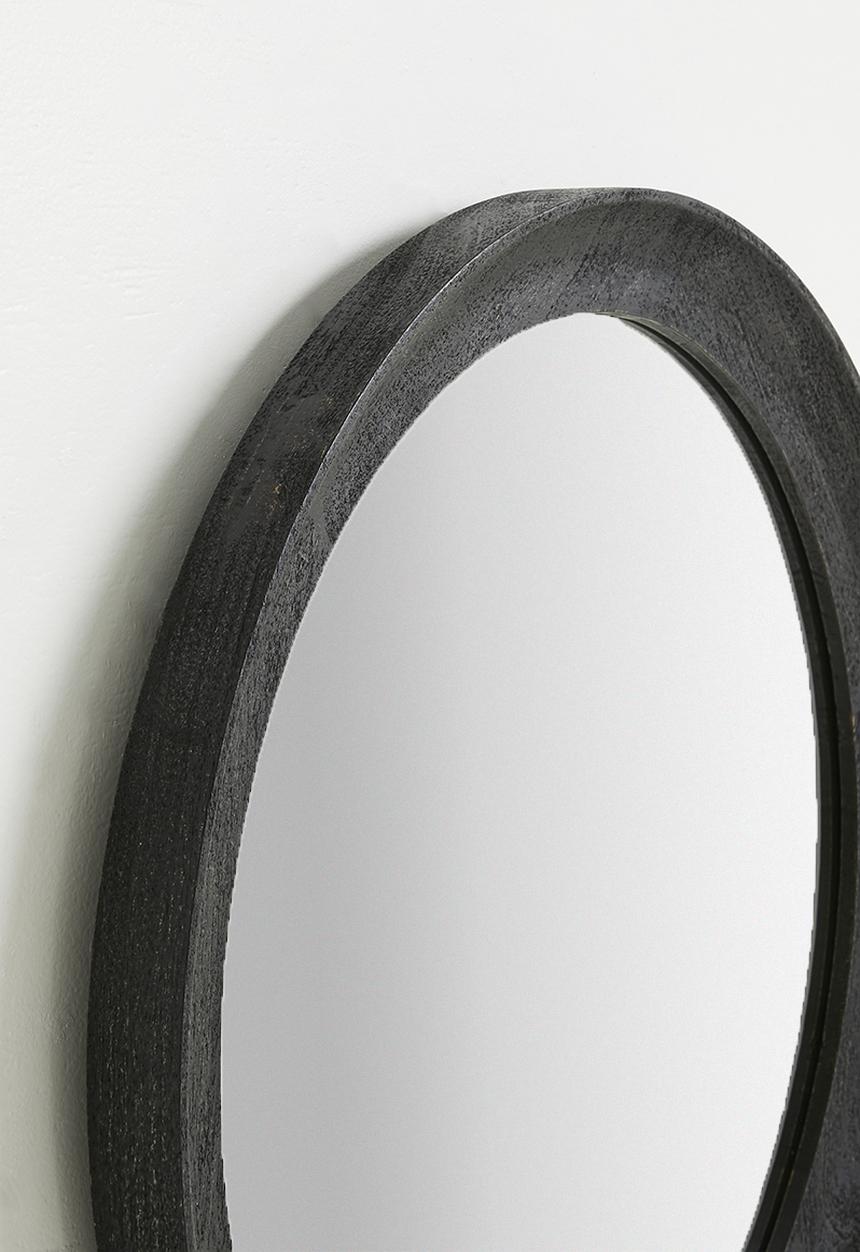 Sixth Floor - Wooden Round Mirror 60cm - Black