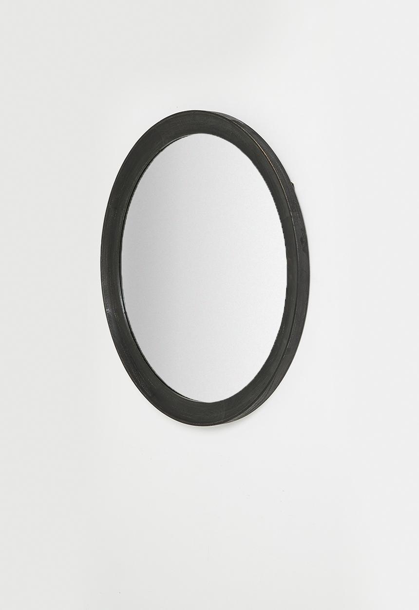 Sixth Floor - Wooden Round Mirror 90cm - Black