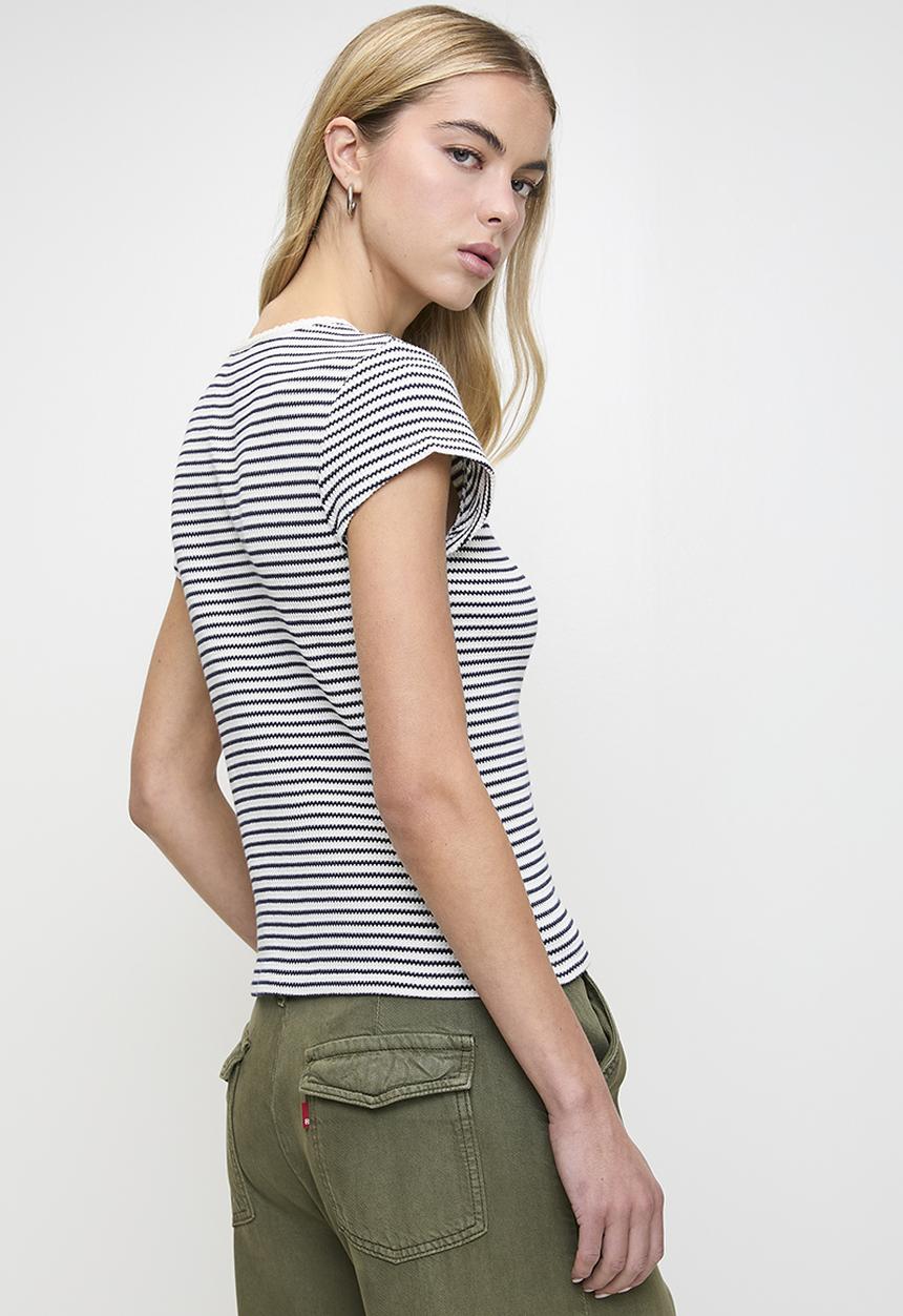 Levi’s® - Dry Goods Waffle Cap-Sleeve Tee - Stripe Grey