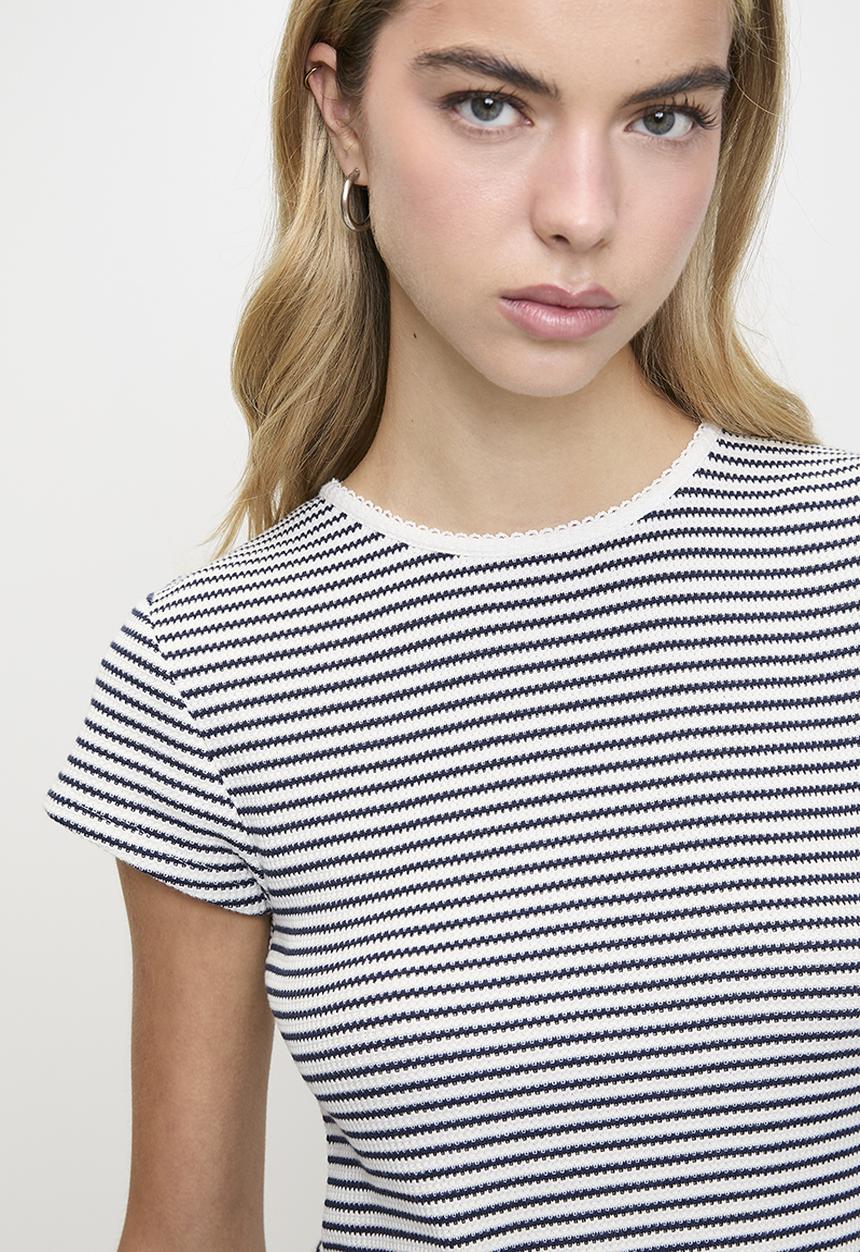 Levi’s® - Dry Goods Waffle Cap-Sleeve Tee - Stripe Grey