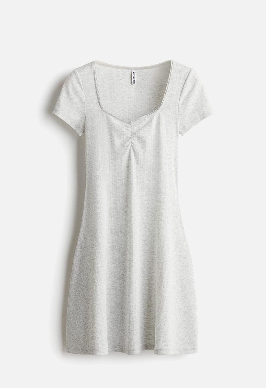 H&M - Pointelle-jersey dress - light grey