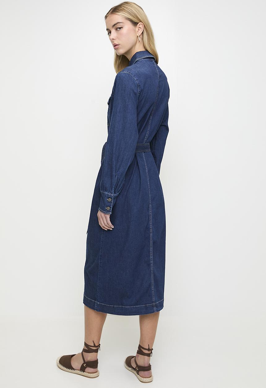POLO - Wmn Lynn l/s Denim Dress - Dark Wash