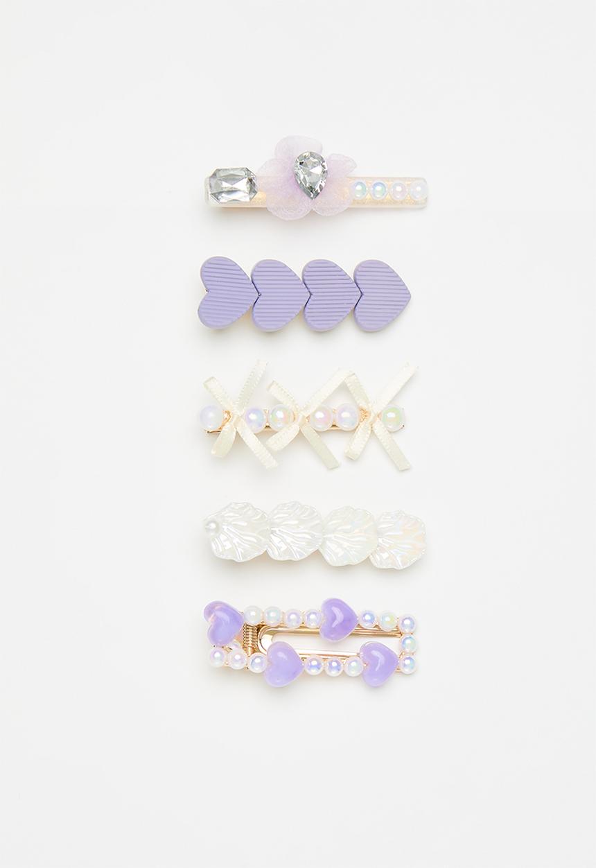 Pop Candy - Five piece hair clip set - purple