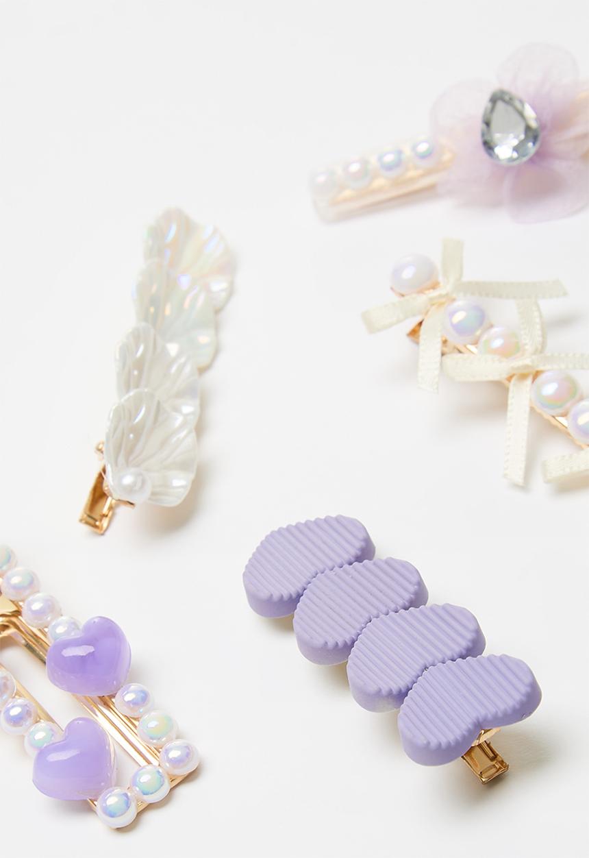 Pop Candy - Five piece hair clip set - purple