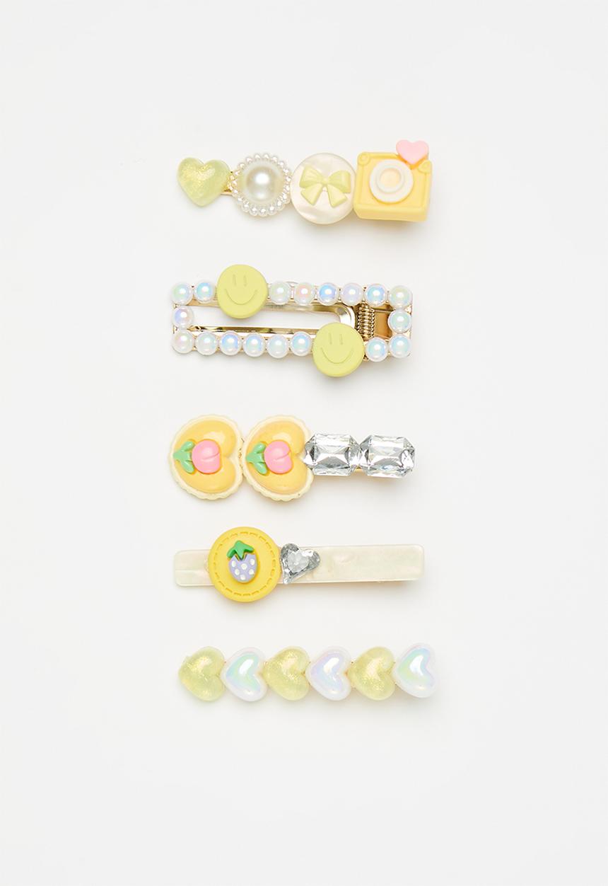 Pop Candy - Five piece hair clip set - yellow