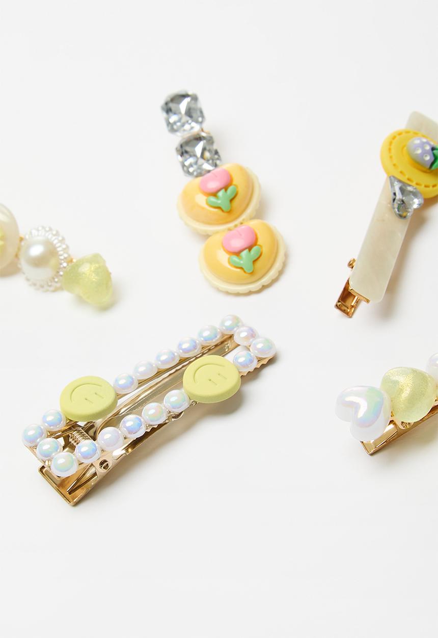 Pop Candy - Five piece hair clip set - yellow