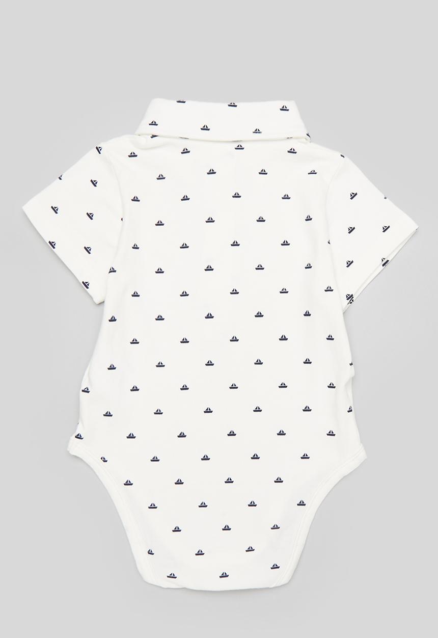 Pop Candy - Golfer-style bodysuit with bow tie - white/navy/boat aop