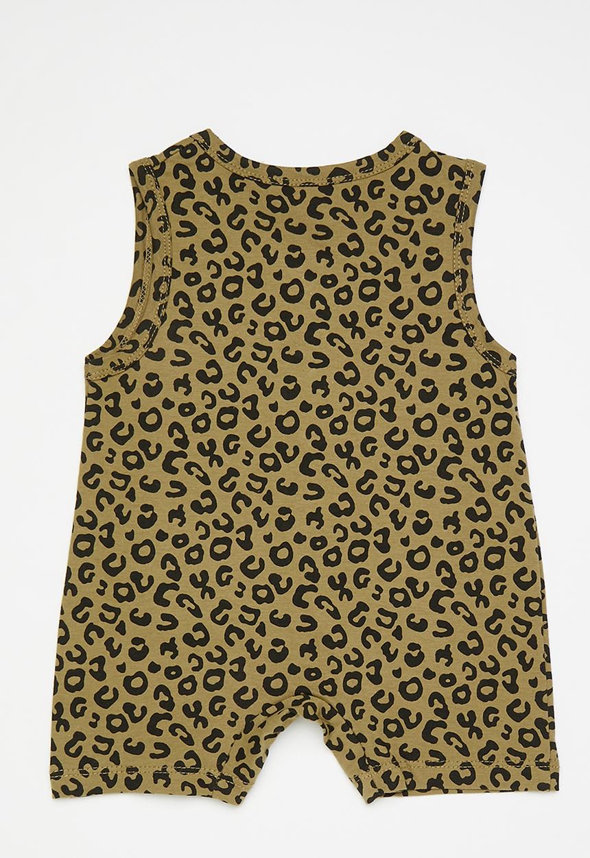Pop Candy - Button closure romper with pockets - brown/leopard print