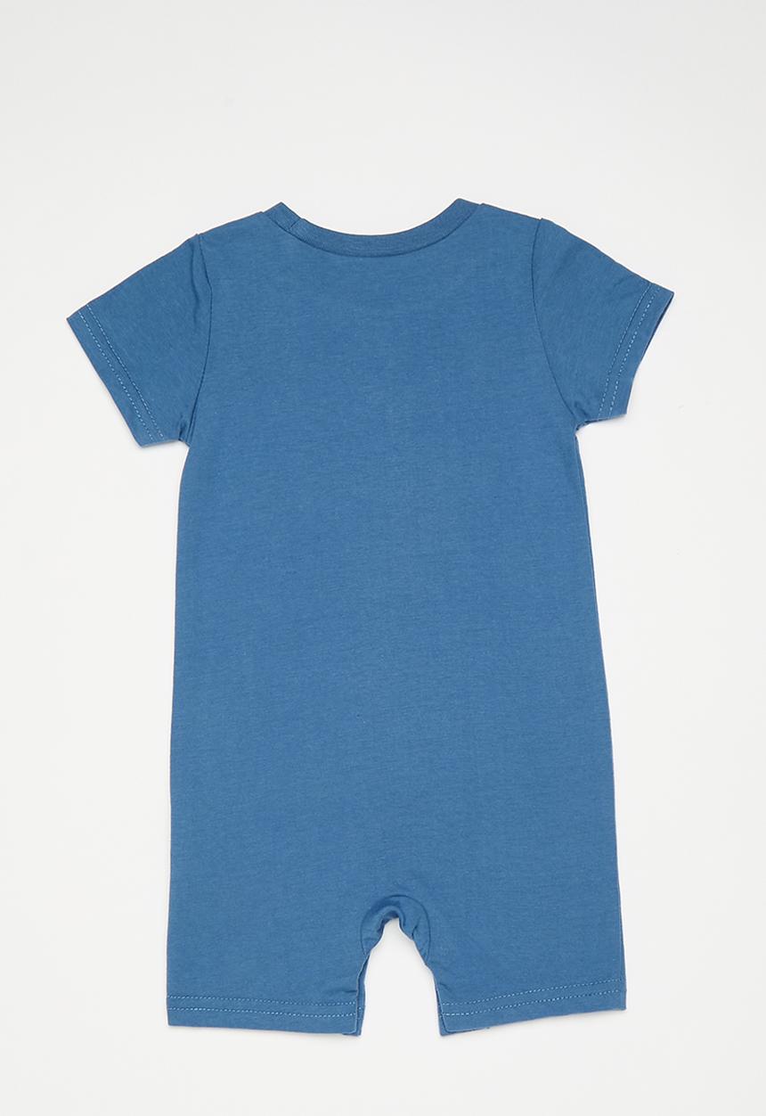 Pop Candy - Mock button closure romper - sea blue