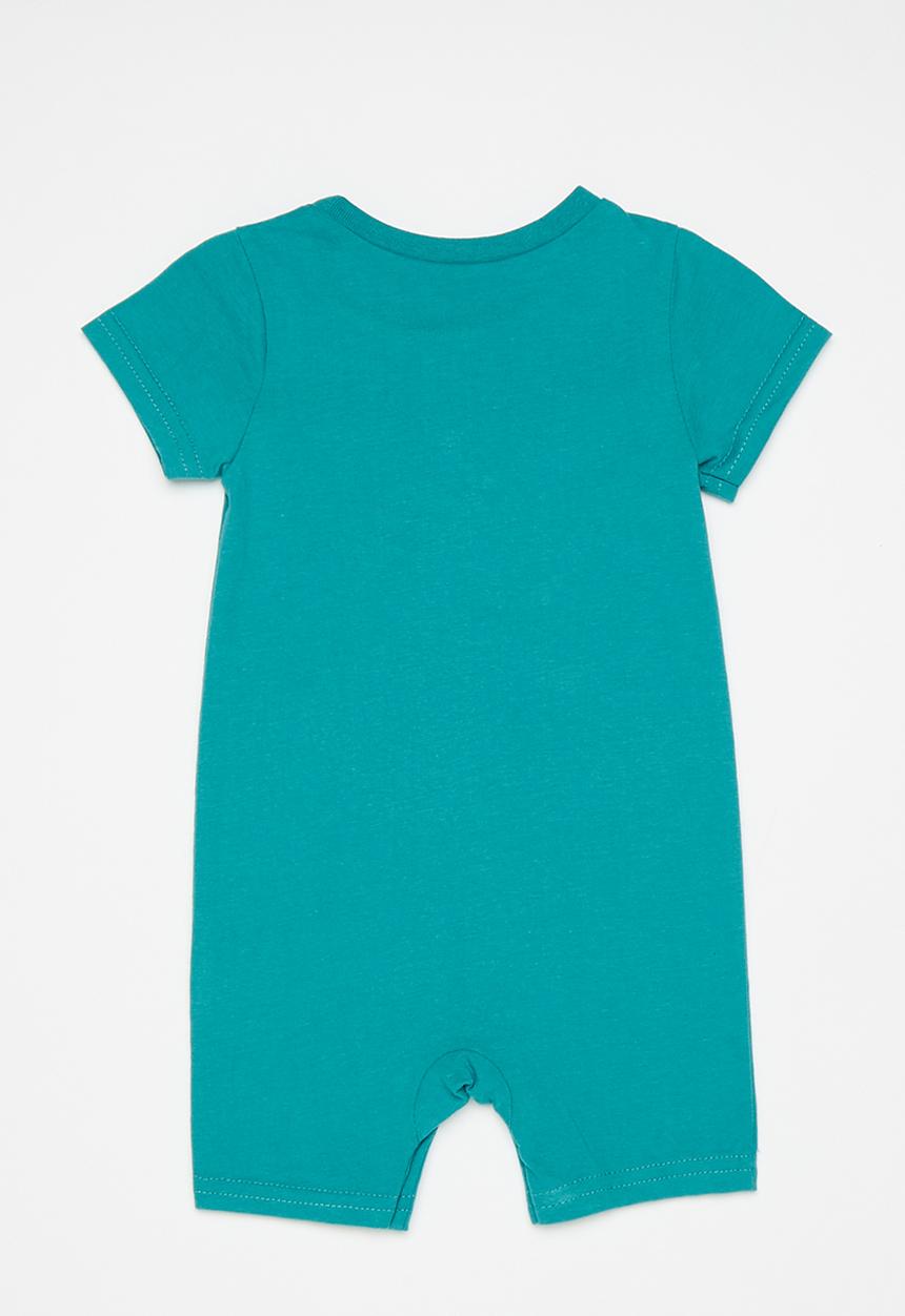 Pop Candy - Mock button closure romper - tiffany blue