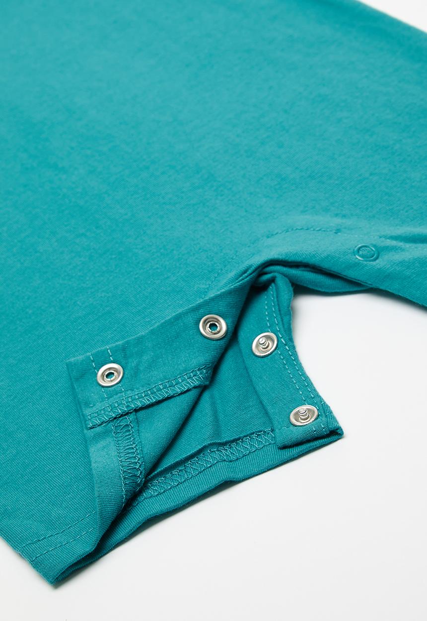 Pop Candy - Mock button closure romper - tiffany blue
