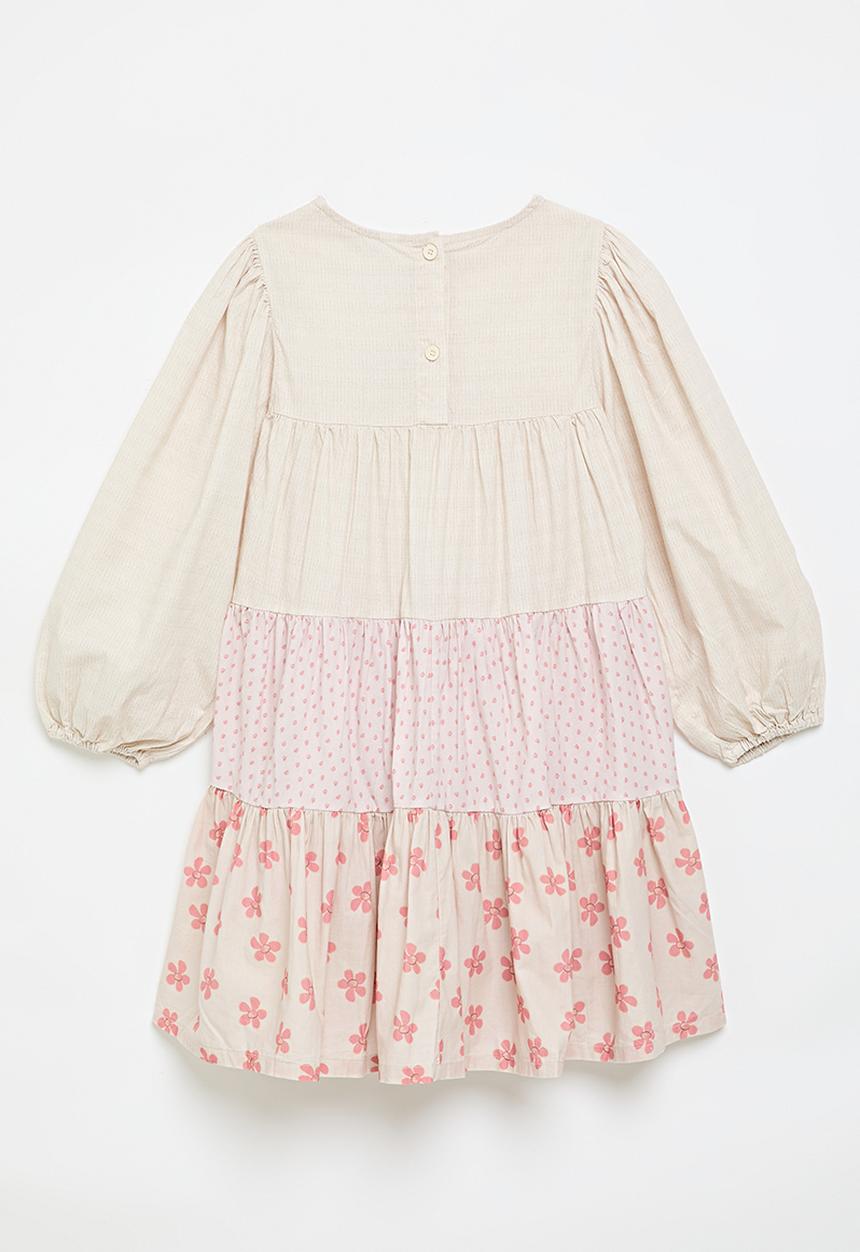 Pop Candy - Patchwork tiered dress - beige/multi