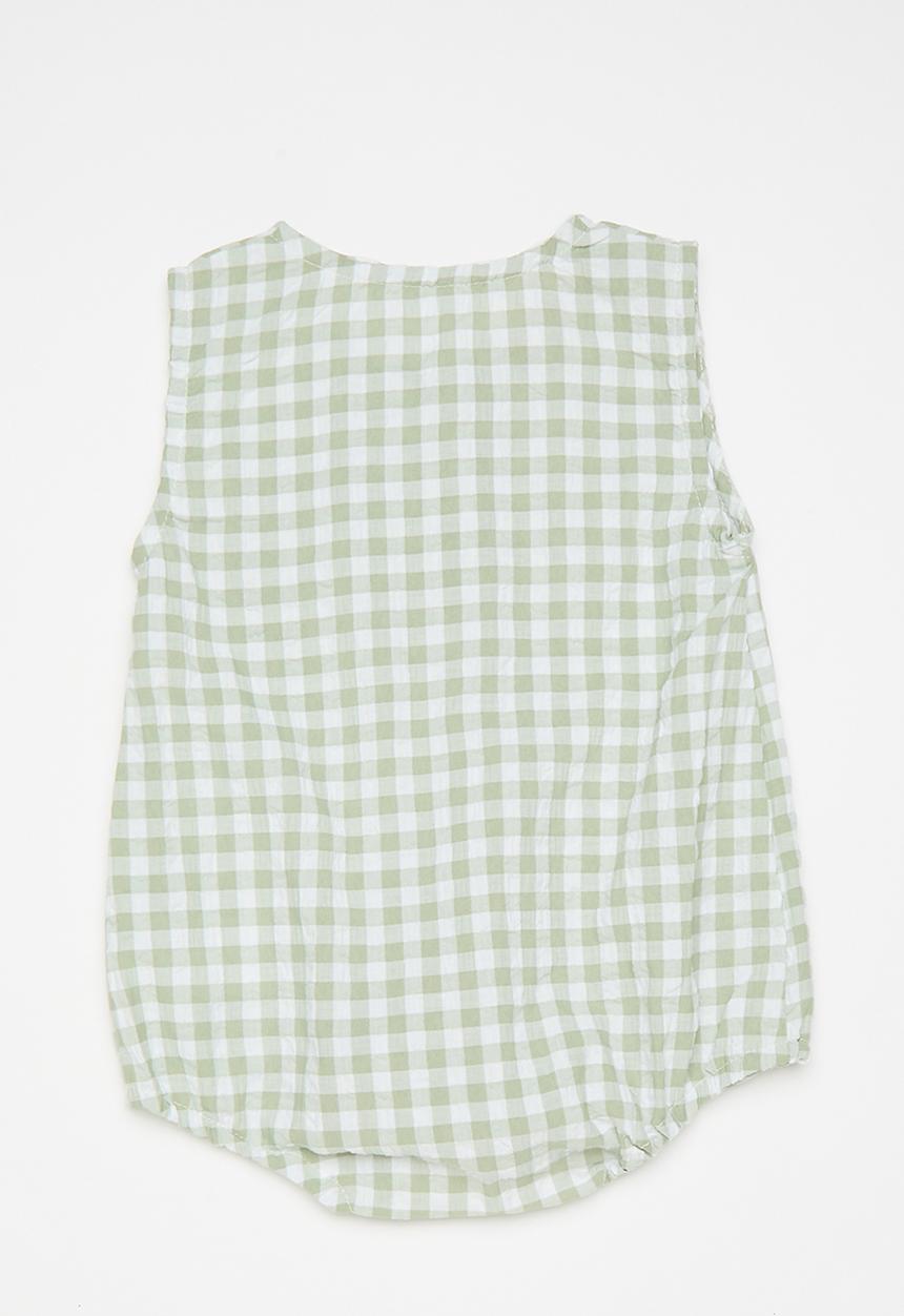 Pop Candy - Gingham bodysuit with mock button closure - green