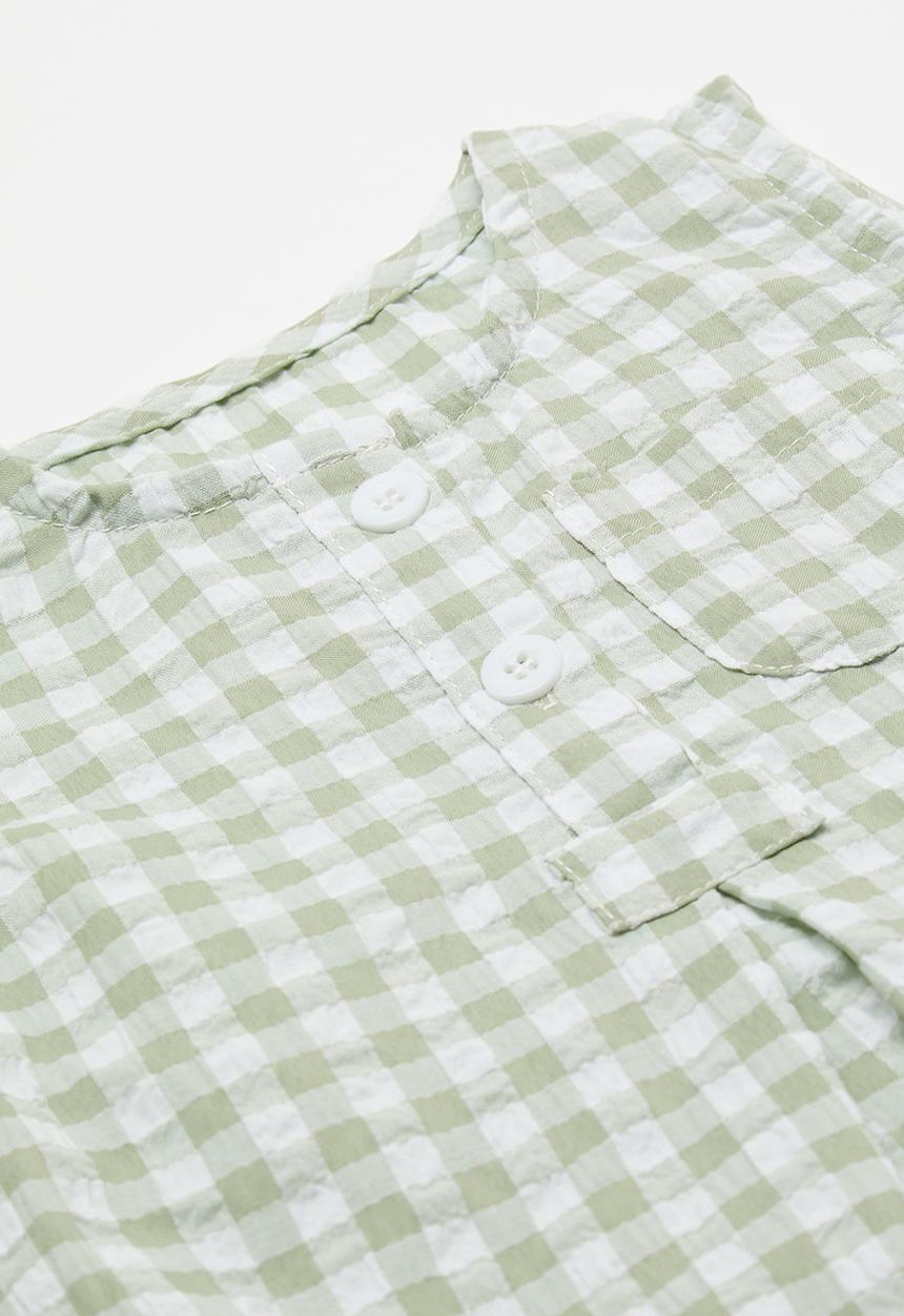 Pop Candy - Gingham bodysuit with mock button closure - green
