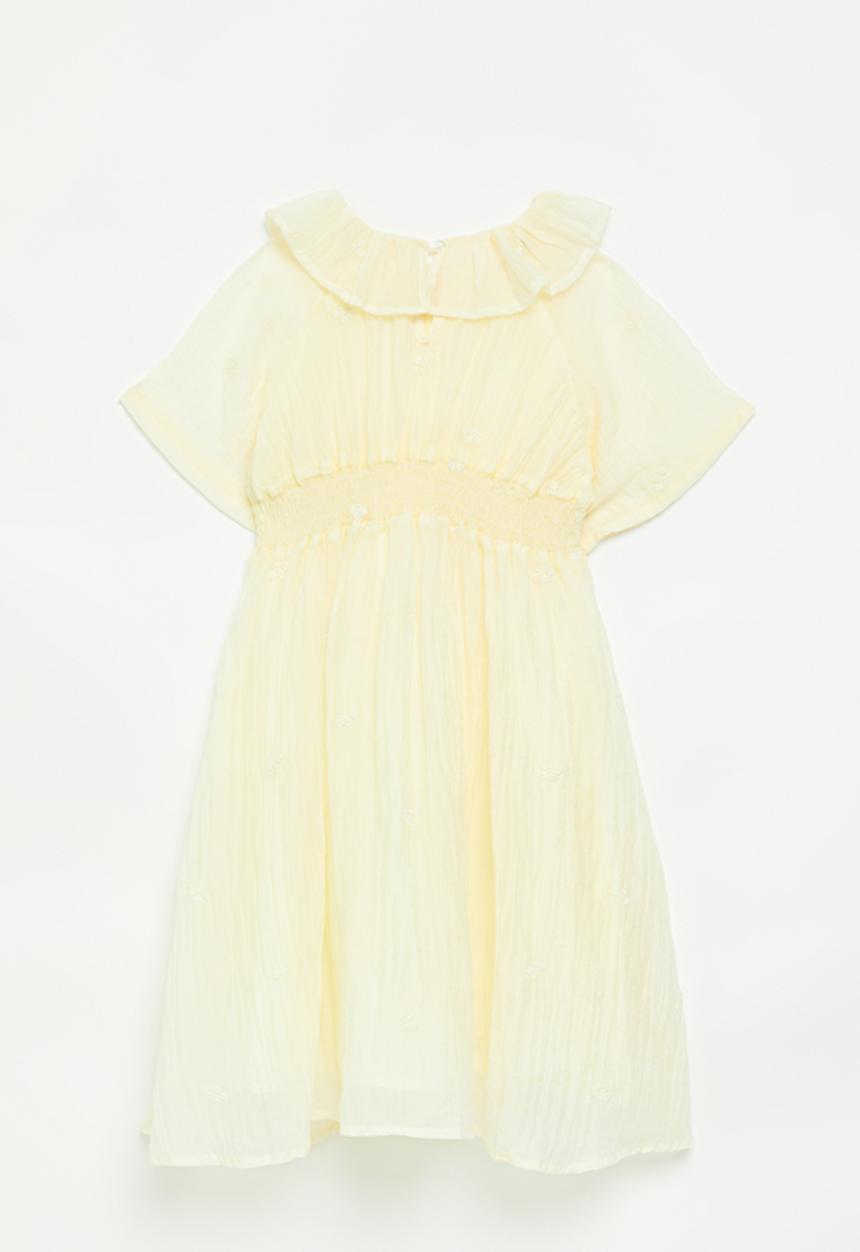 Pop Candy - Broderie anglaise dress with ruffle collar - lemon chiffon