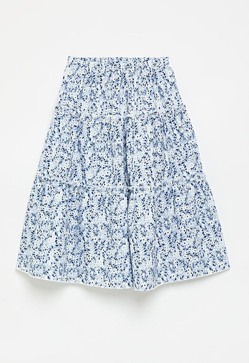 Pop Candy - Ditsy floral tiered skirt - blue