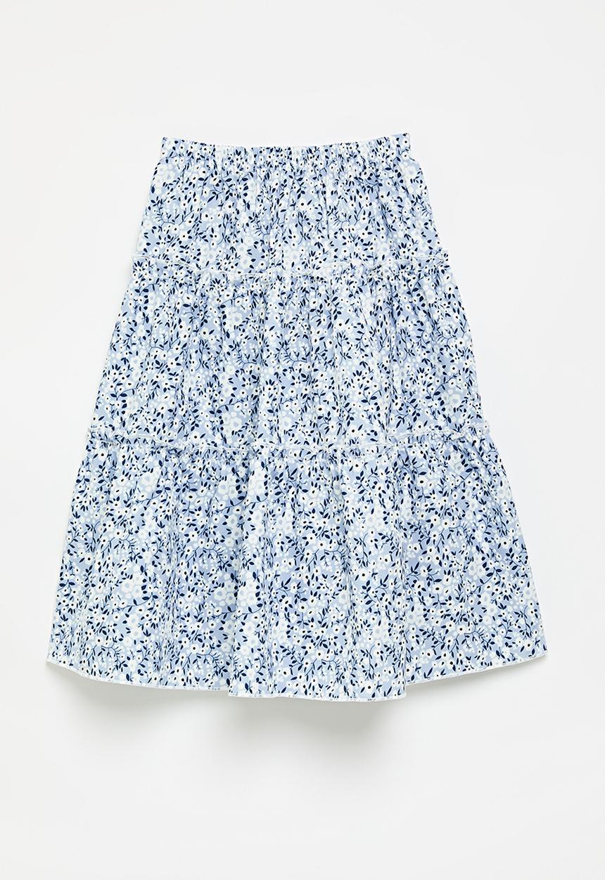 Pop Candy - Ditsy floral tiered skirt - blue