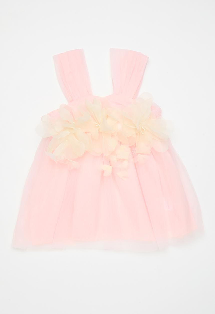 Pop Candy - Tulle a-line dress with floral applique - pink/cream