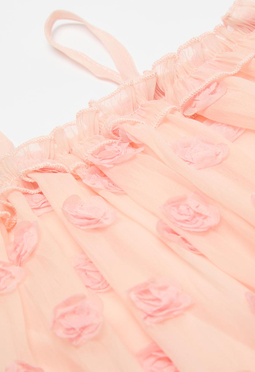 Pop Candy - Rose adorned bodysuit dress - peach pink
