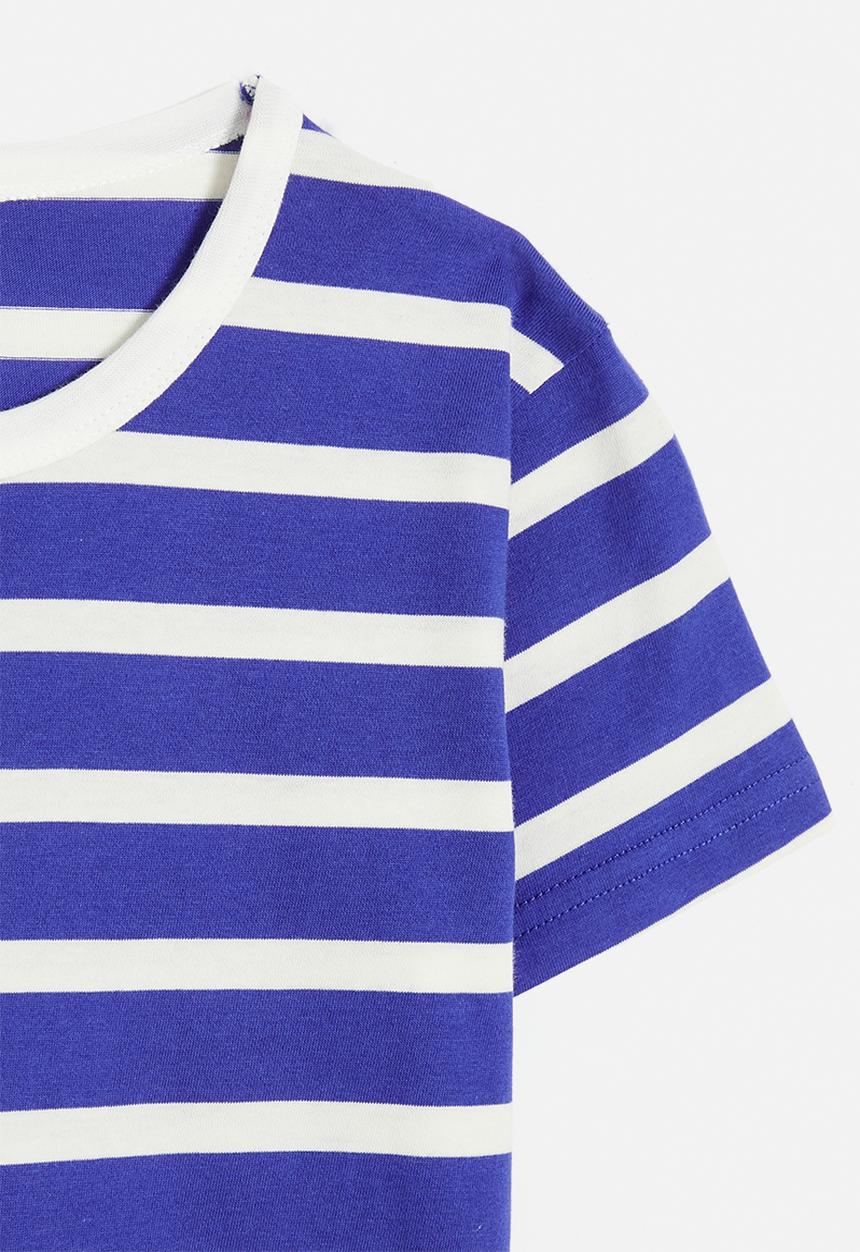 Pop Candy - Regency striped tee - royal blue/white