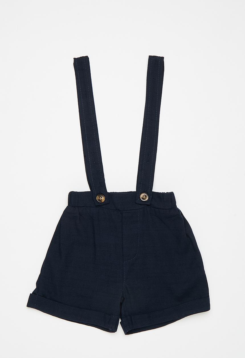 Pop Candy - Shorts with buttoned suspenders - midnight blue
