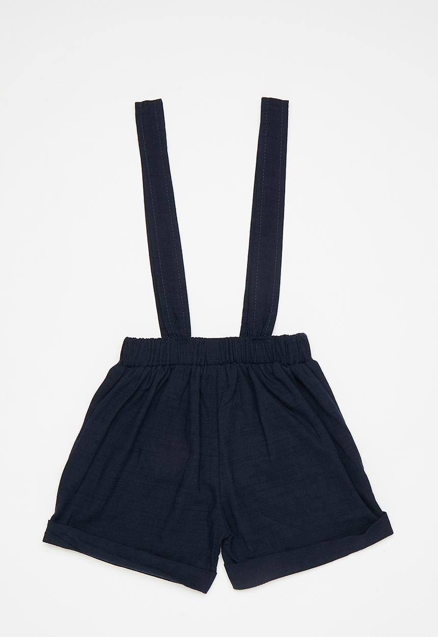 Pop Candy - Shorts with buttoned suspenders - midnight blue