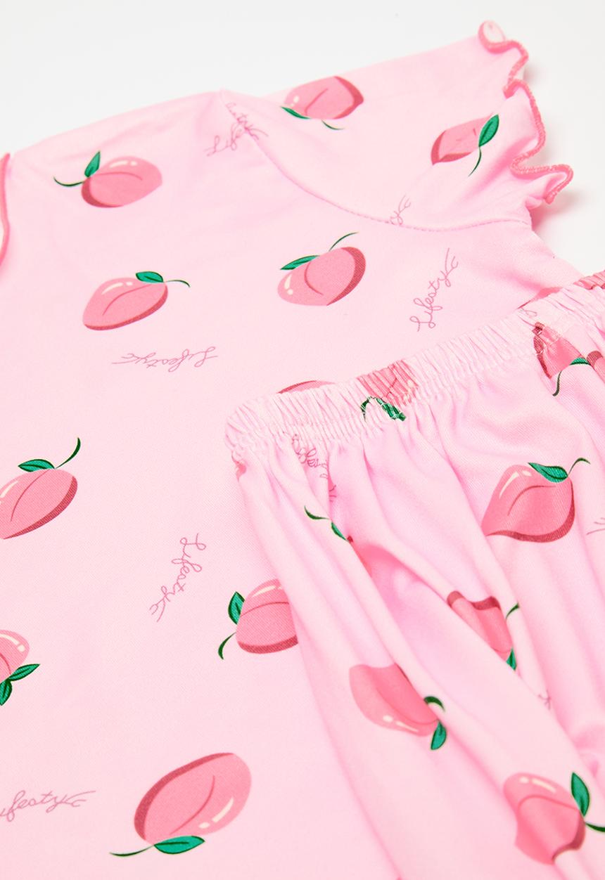 Pop Candy - Lettuce hem pj set - pink/peach aop