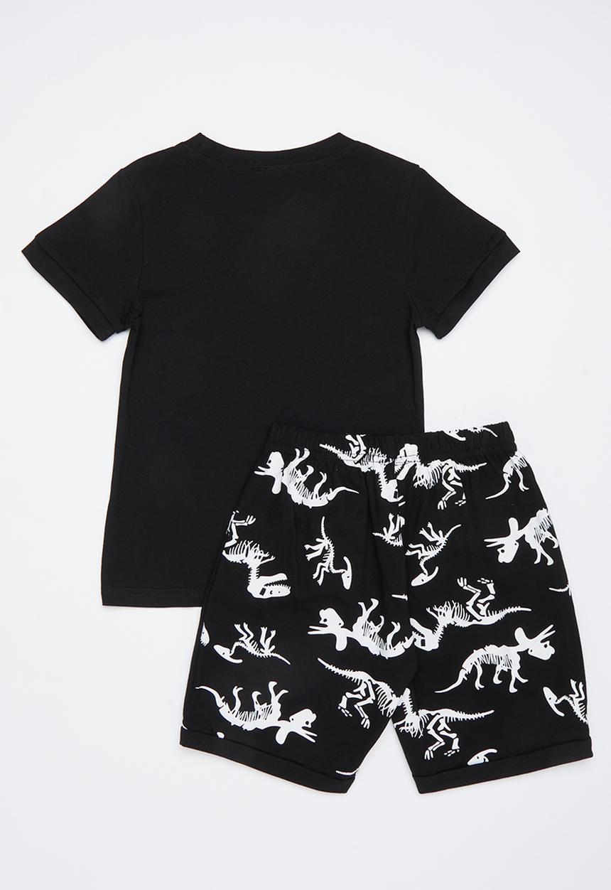 Pop Candy - Dino skeleton printed pj set - black/white