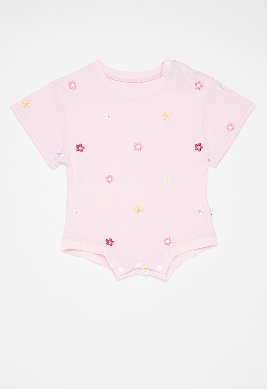 Pop Candy - Flower embroidered bodysuit - pastel pink