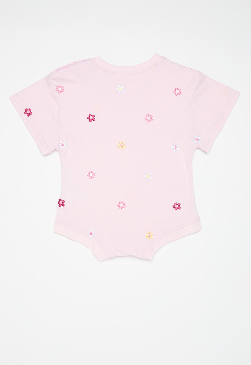 Pop Candy - Flower embroidered bodysuit - pastel pink